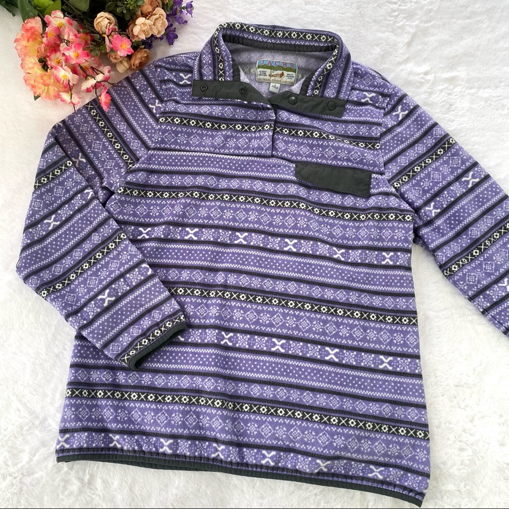 Jachs Cabin Purple Black Snap Button Pullover